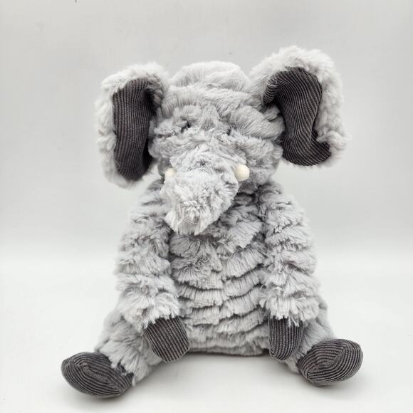 First Impressions Gray Elephant Plush 9" Sitting Cord Ears Paws Long Arms Lovey - Picture 1 of 9